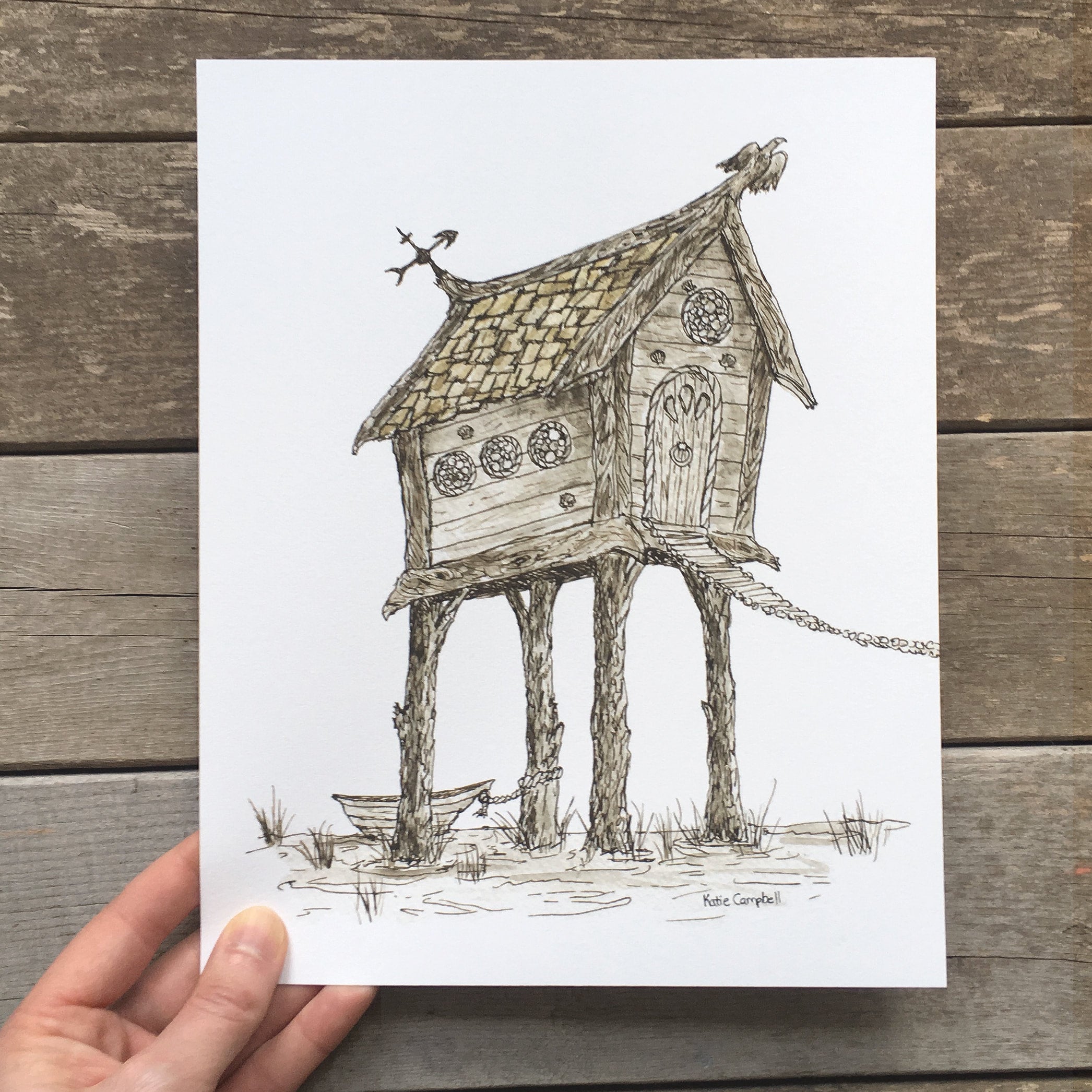 Graphite Drawing: Stilt House | Derick Melander